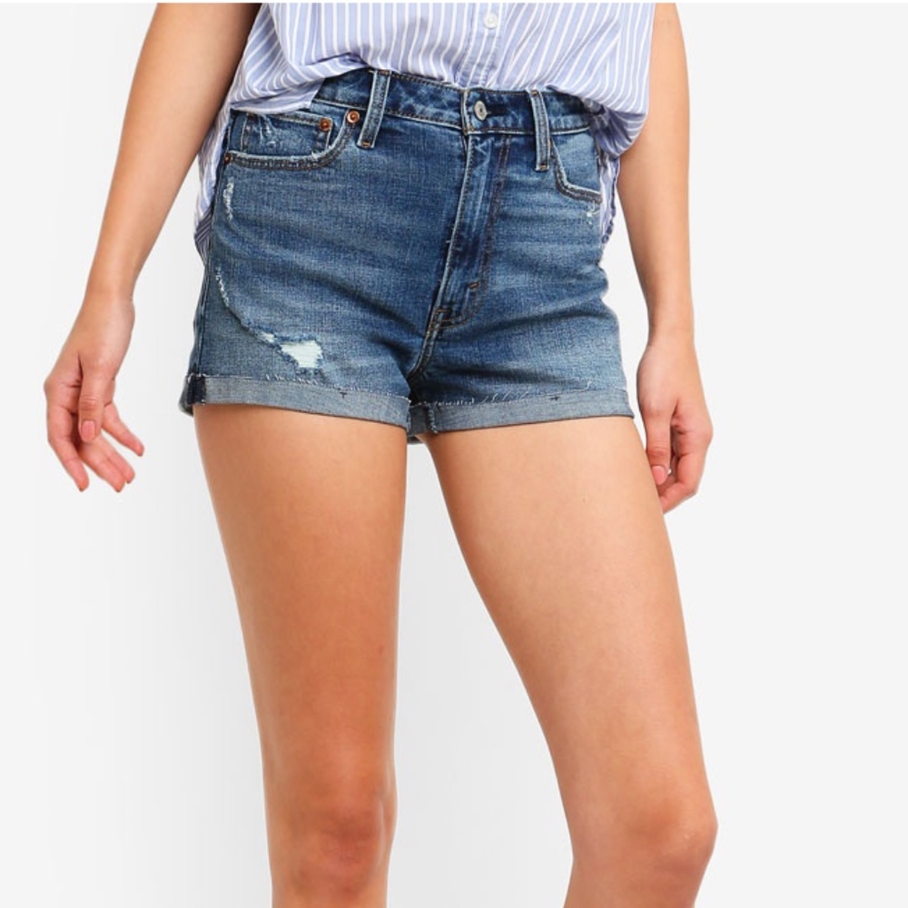 Abercrombie and Fitch high rise denim shorts